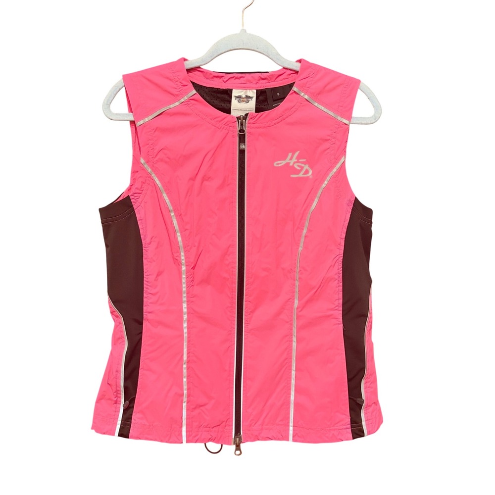 Harley-Davidson Pink Reflective Nylon Ribbed Riding Vest 98202-16VW Womens Small